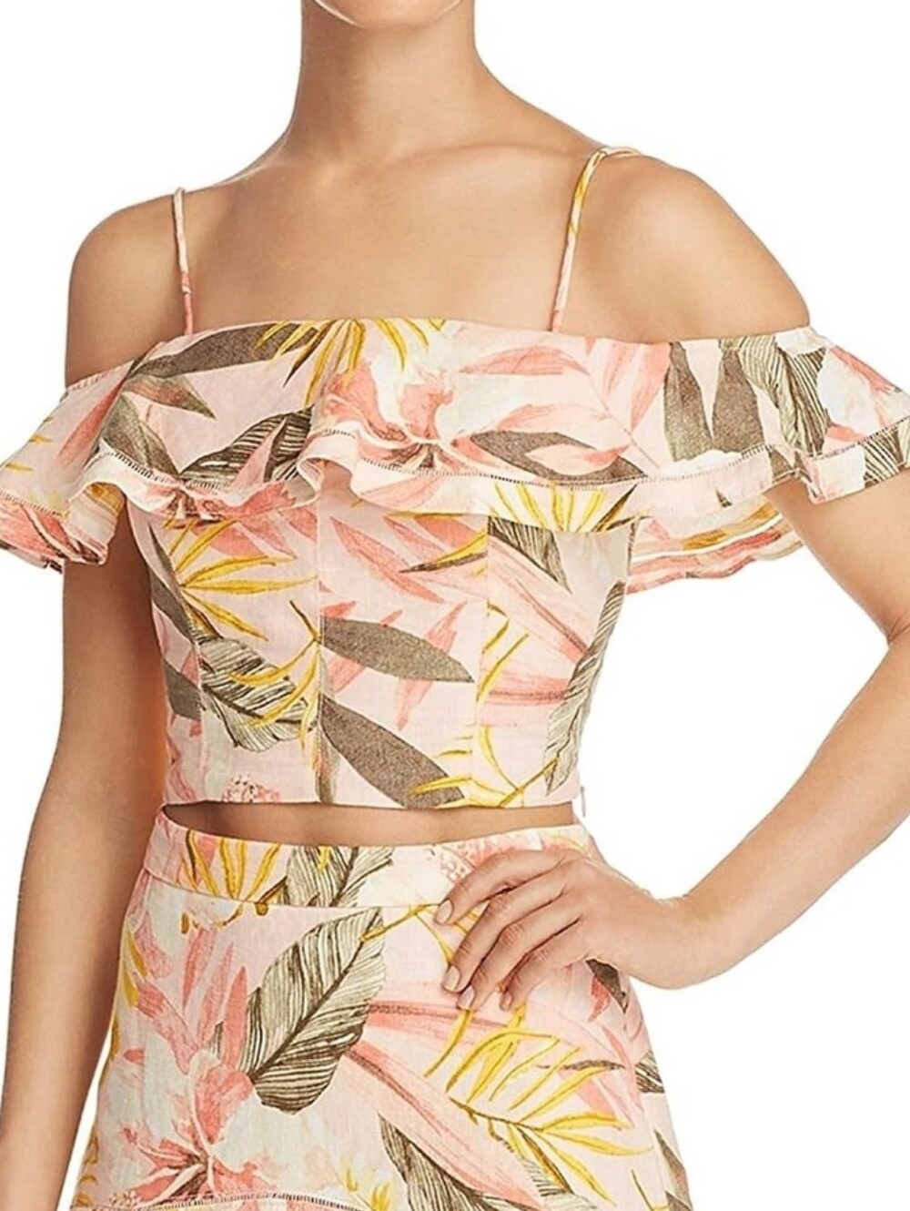 Joie Saphira Floral 100% Linen Crop Top size M Boho Summer Vacation Preppy